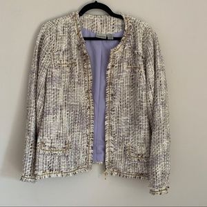 Chico's Cream Lavender Tweed Jacket Blazer Size 2